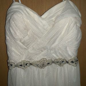 Strapless White and Sparkly Hi-Lo dress